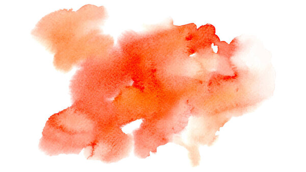 Абстрактная акварельная оранжевая текстура на белом фоне. Ручная роспись акварельных брызг пятна художественный вектор, используемый в качестве элемента в декоративном дизайне.