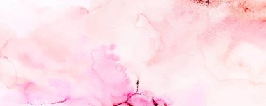 Pembe suluboya lekeleriyle tasarlanmış soyut yatay arkaplan. Başlık, kart, kapak veya pankartın dekoratif tasarımında bir element olarak kullanılan sanatsal vektör.