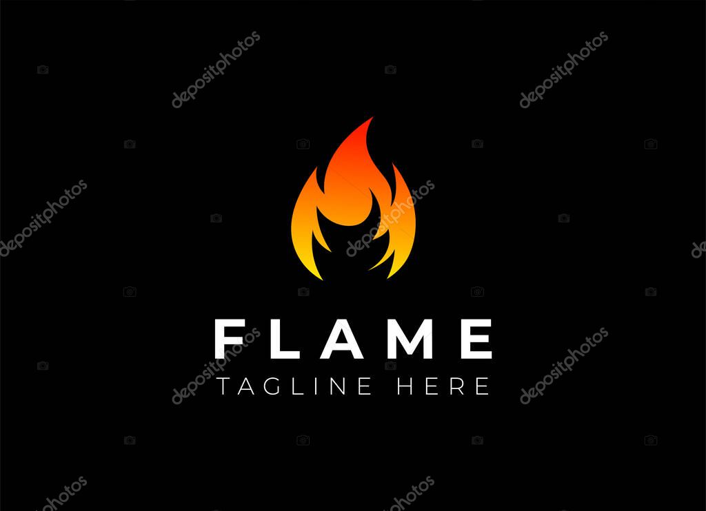 Fire Flame Logo design vector template drop silhouette. Creative Droplet Burn Elegant Bonfire Logotype Fire Logo concept icon.
