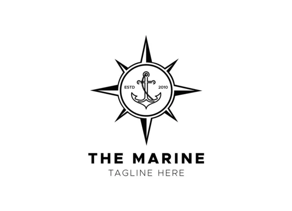 Emblemi Marini Retrò Logo Con Ancora Logo Ancoraggio Vettore — Vettoriale Stock