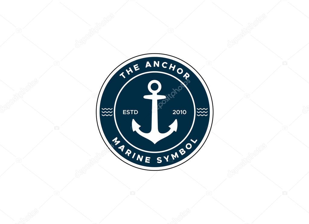 Marine retro emblems logo with anchor, anchor logo - vector