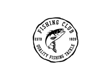 Balık logosu tasarım şablonu çizimi. Spor Balıkçılık Logosu