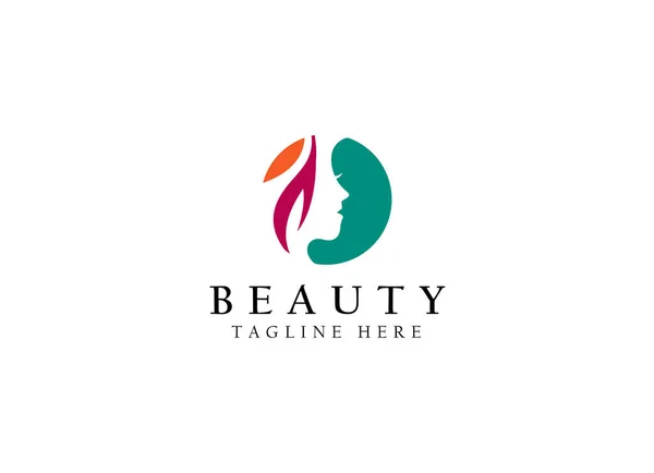 Projekt Logo Beauty Woman Okrągłą Odznaką — Wektor stockowy