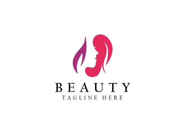 Belleza Mujer Diseño Logotipo Con Insignia Círculo — Vector de stock