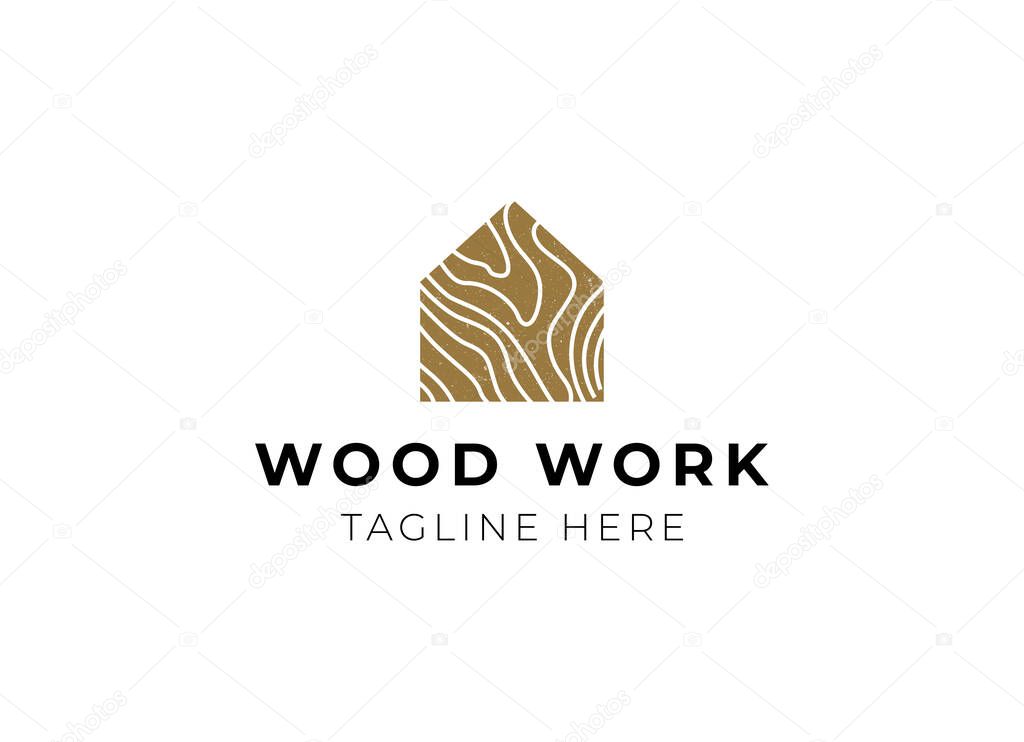 Capenter industry logo design - wood log, timber plank wood, woodwork handyman, wood house builder. simple minimalist icon.