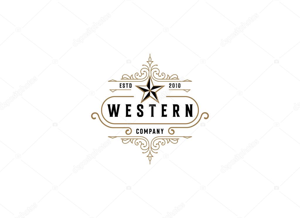 Vintage Retro Western Country Emblem Texas Logo design