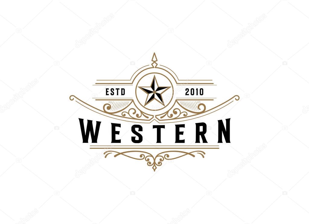 Vintage Retro Western Country Emblem Texas Logo design