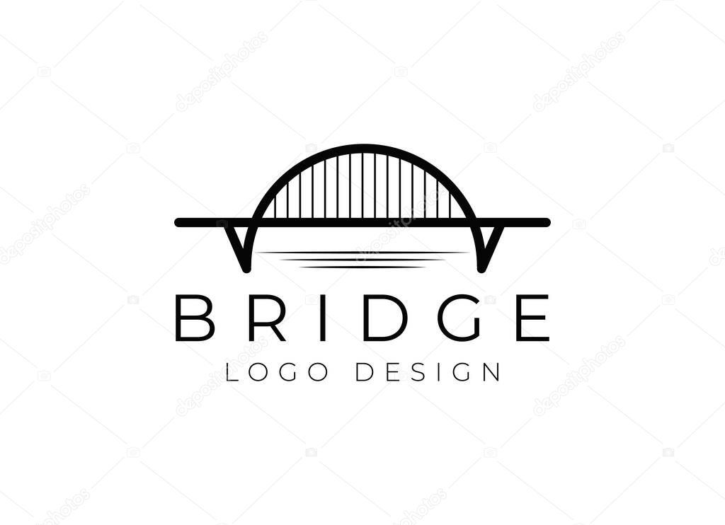 Bridge logo vector icon illustration line outline monoline