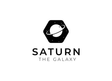 Dış uzayda yörüngesi olan bir gezegenin soyut bir görüntüsünü içeren vektör logosu