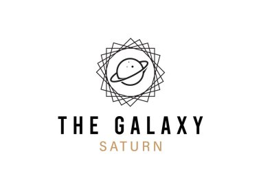 Dış uzayda yörüngesi olan bir gezegenin soyut bir görüntüsünü içeren vektör logosu.