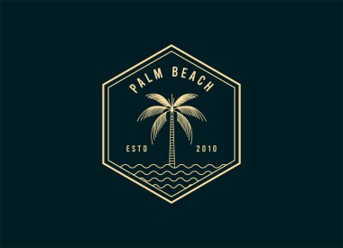 Vector logo design template with palm tree - abstract summer and vacation badge and emblem