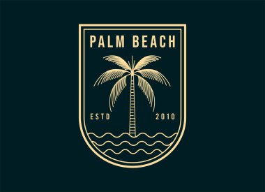 Vector logo design template with palm tree - abstract summer and vacation badge and emblem