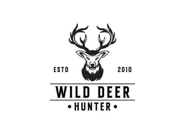 geyik avcısı logosu tipi, şablonu ve vektörü