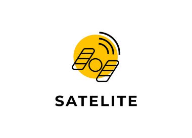 Uzay vektör düz tasarım resimde uydu. Bağlı iş için iyi kavramı. Logo tasarım.