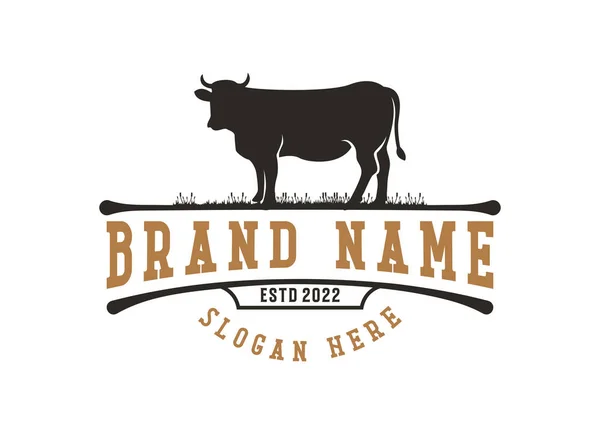 Vintage Cattle Farm Logo Vector Template Vintage Farm Logo Design — Stock Vector