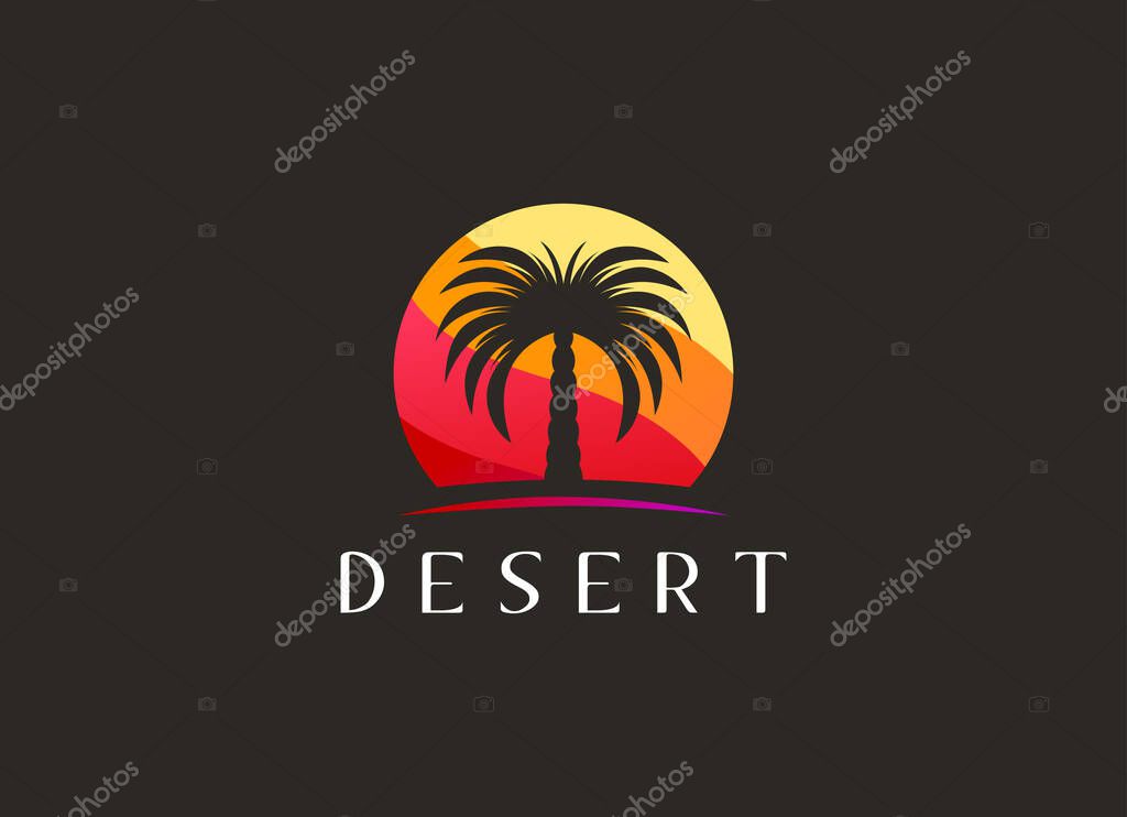 Luxury Dates Palm Logo Template. Desert palm logo
