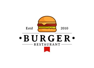 Hamburger restoranının logo tasarım şablonu.