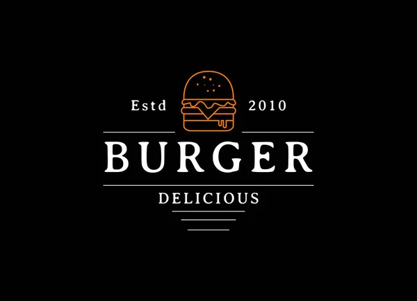 黑色背景上手工绘制的矢量汉堡标志 — 图库矢量图片