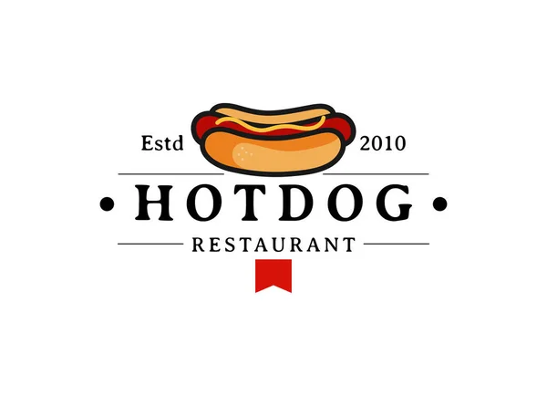 Hotdog Vector Ilustración Hotdog Restaurante Comida Rápida Logotipo Plantilla Diseño — Vector de stock