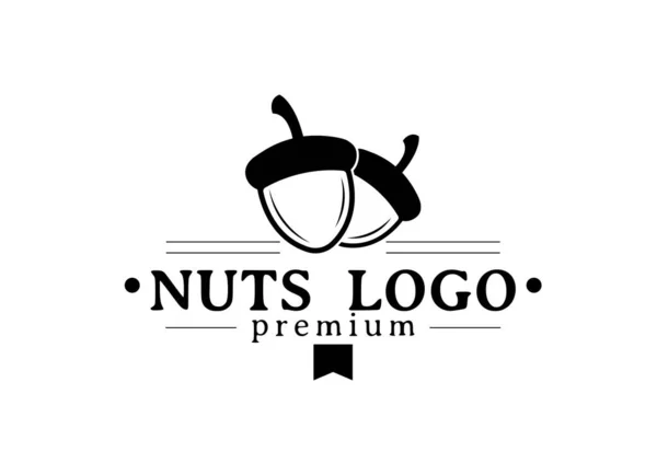 Meşe Ağacı Cevizi Çizimi Logo Vektörü Llüstrasyon Simgesi Şablonu — Stok Vektör