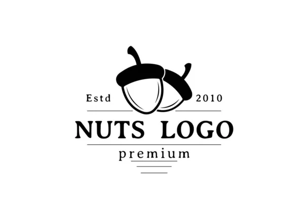 Acorn Oak Nut Desenho Logotipo Vetor Ilustração Ícone Modelo — Vetor de Stock