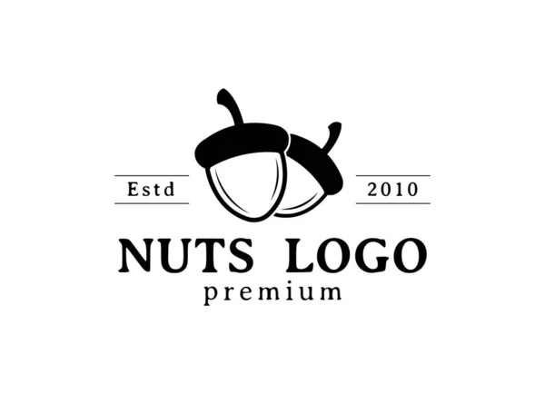Acorn Oak Nut Desenho Logotipo Vetor Ilustração Ícone Modelo — Vetor de Stock