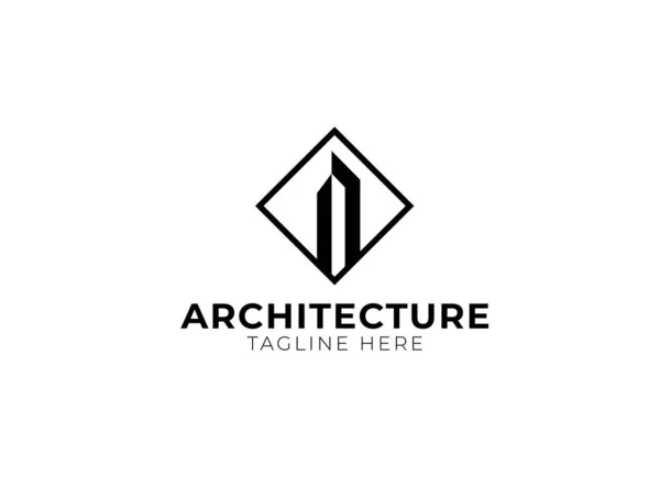 Minimalist Architecture Building Construction Logo Design Template — 图库矢量图片