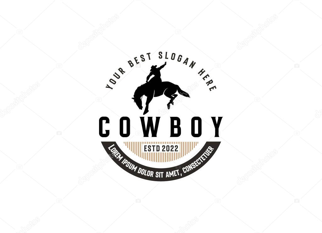 Vintage Cowboy texas rodeo style logo design