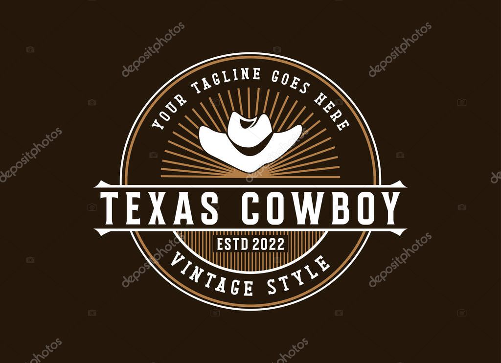 Vintage Cowboy texas rodeo style logo design