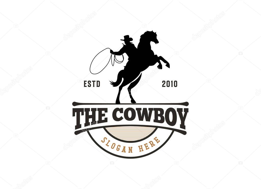 Vintage Cowboy texas rodeo style logo design