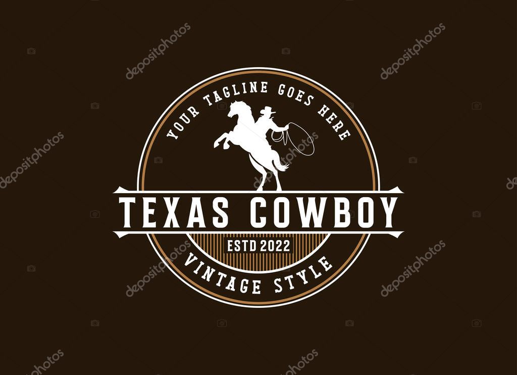 Vintage Cowboy texas rodeo style logo design