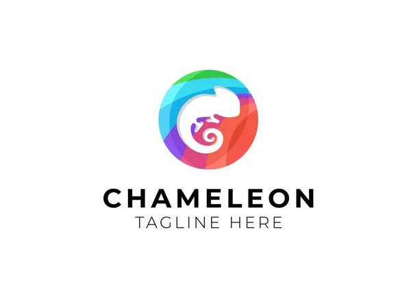 カラフルなカメレオンのロゴデザインベクトル — ストックベクタ