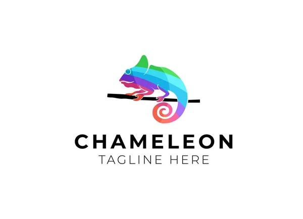 Цветной Вектор Дизайна Логотипа Хамелеона — стоковый вектор