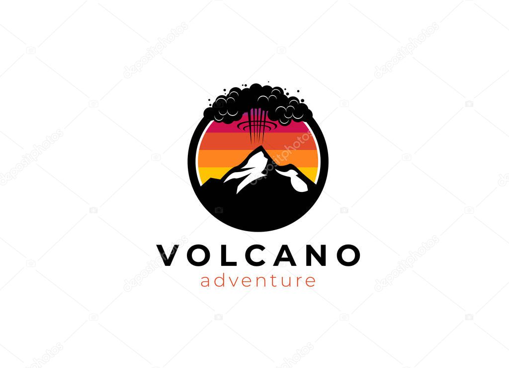 Eruption Volcano Mountain Logo Design Template. Volcano Vector Logo