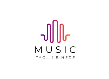 Nabız müzik elementi logosu. Müzik Logosu Tasarımı. Şarkıcı, kayıt, kayıt logo vektörü.