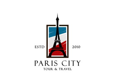 Paris turistik logo tasarımı. Paris Eyfel Kulesi seyahat tarihi vektör tasarımı. Paris 'in ünlü logoti