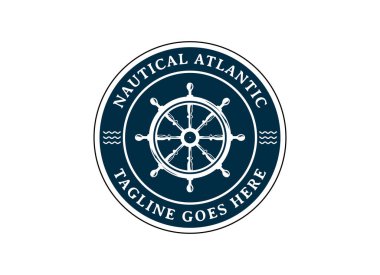 Denizcilik, yelken, deniz, macera logosu tasarımı klasik tarzda