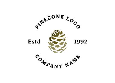 Pinecone Logo Tasarımı. Kozalak simgesi vektörü