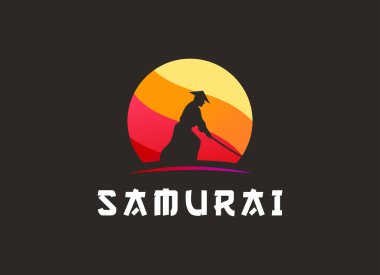 Samuray Ronin Logo Tasarım Vektör Şablonu. Modern Tasarım. Ronin Logosu. Vektör İllüstrasyonu