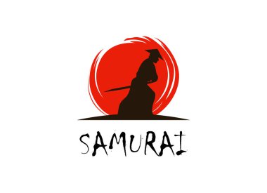 Samuray Ronin Logo Tasarım Vektör Şablonu. Modern Tasarım. Ronin Logosu. Vektör İllüstrasyonu