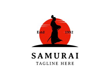 Samuray Ronin Logo Tasarım Vektör Şablonu. Modern Tasarım. Ronin Logosu. Vektör İllüstrasyonu