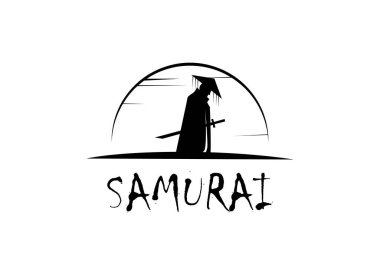 Samuray Ronin Logo Tasarım Vektör Şablonu. Modern Tasarım. Ronin Logosu. Vektör İllüstrasyonu