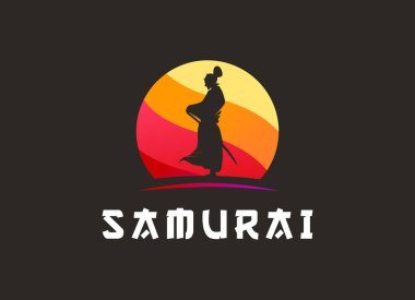 Samuray Ronin Logo Tasarım Vektör Şablonu. Modern Tasarım. Ronin Logosu. Vektör İllüstrasyonu