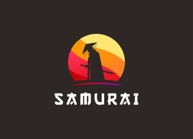 Samuray Ronin Logo Tasarım Vektör Şablonu. Modern Tasarım. Ronin Logosu. Vektör İllüstrasyonu