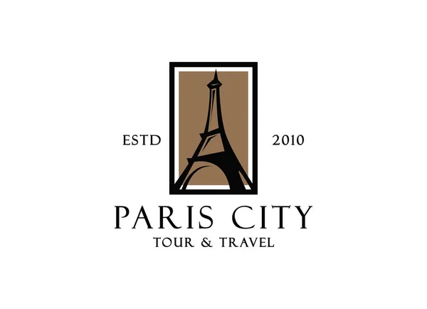 Design Loga Turistické Atrakce Paříži Paris Eiffel Věž Cestování Orientační — Stockový vektor