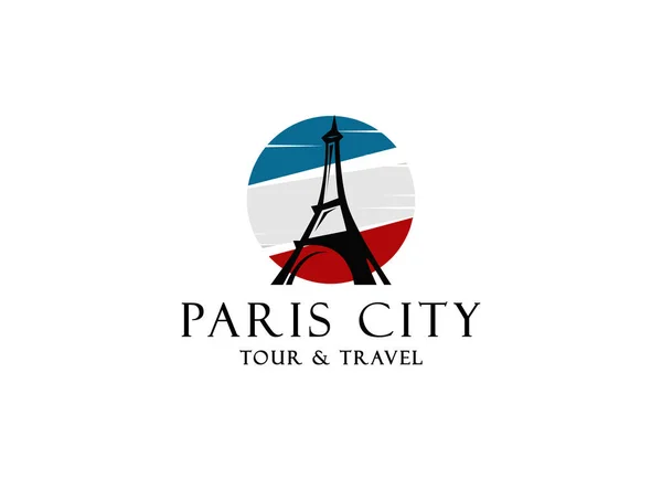 パリ観光名所ロゴデザイン パリエッフェル塔はランドマークベクトルデザインを旅行します パリの有名な場所のロゴタイプ — ストックベクタ
