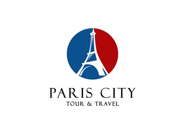 Párizsi Turisztikai Attrakció Logó Design Paris Eiffel Torony Utazás Mérföldkő — Stock Vector
