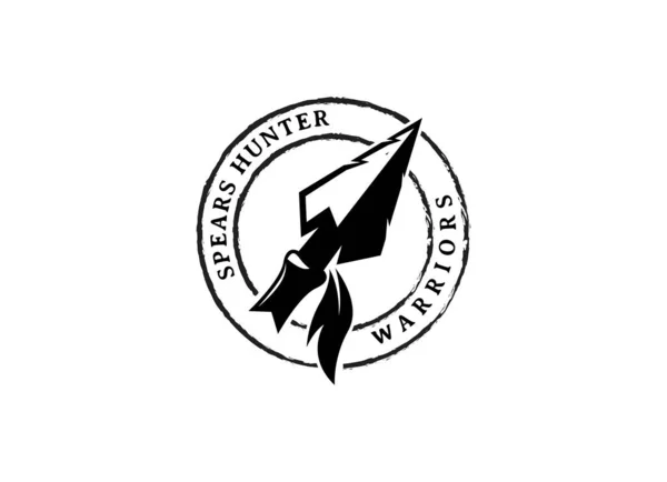 土生土长的印第安长矛箭头象 用于狩猎 复古希波斯特标志设计 — 图库矢量图片
