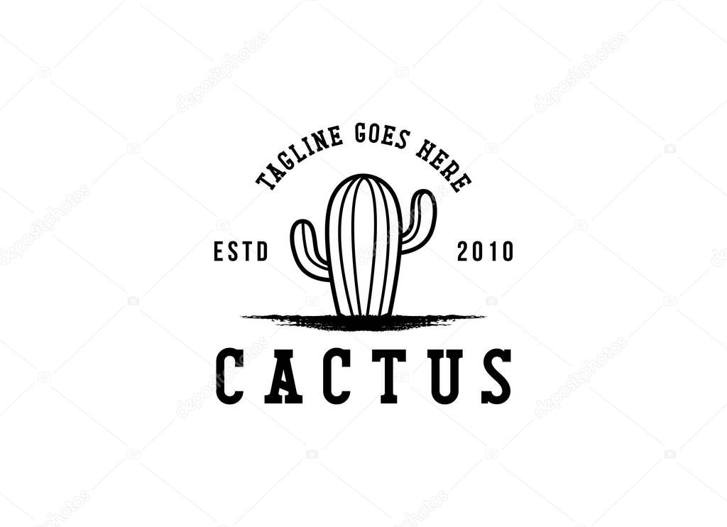 Cactus illustration wild west design desert vintage