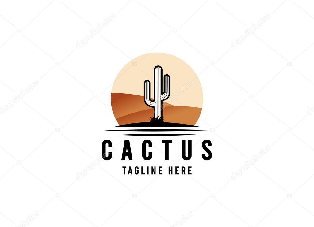 Cactus illustration wild west design desert vintage